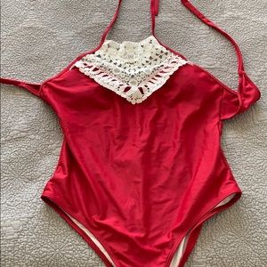 One Piece Red Bathing Suit
